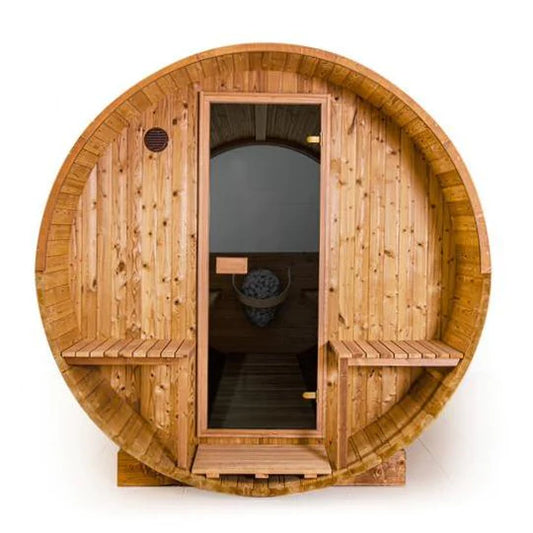 Thermory 4-Person Barrel Sauna Kit with Porch